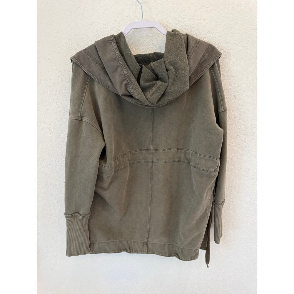 Free People XS Olive Green Oversized Hooded Utility Jacket Boho Distressed - Picture 2 of 10